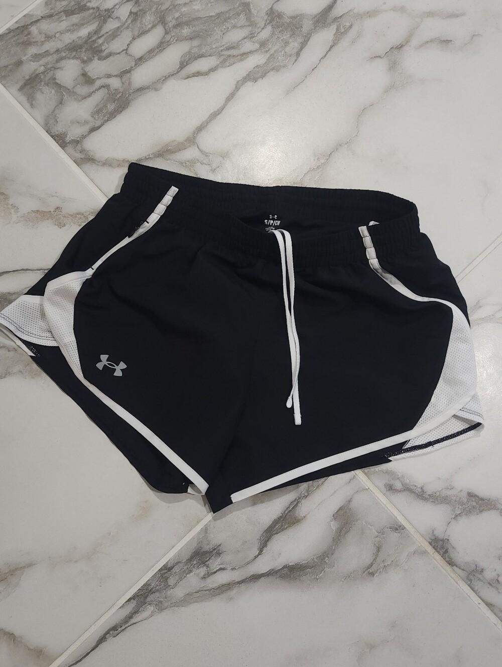 Under Armour Women's Black Athletic Shorts with White Trim